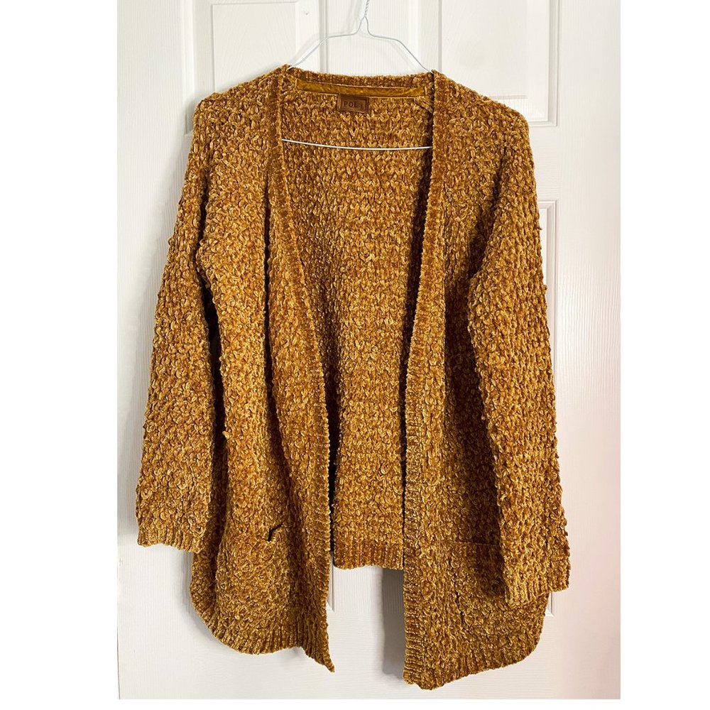 POL Mustard Yellow Chenille Cardigan
